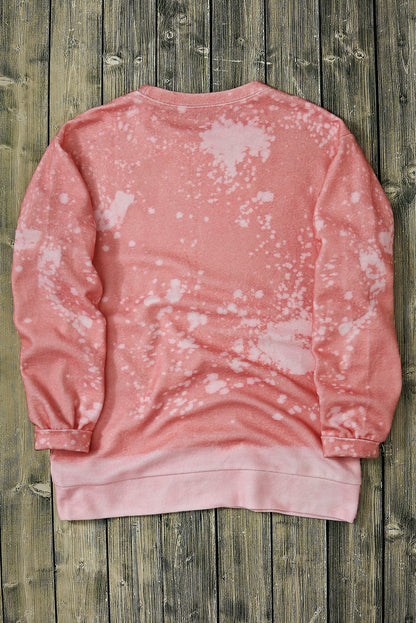 Pink Tie Dye Santa Claus Graphic Pullover Sweatshirt