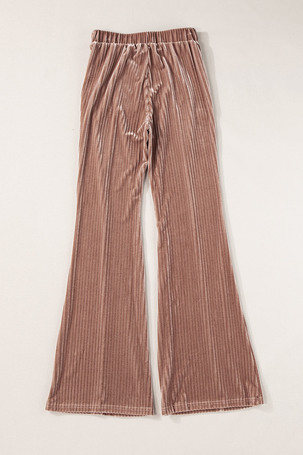 Chestnut Solid Color High Waist Flare Corduroy Pants