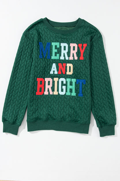 Black Merry And Bright Cable Knit Pullover Sweatshirt