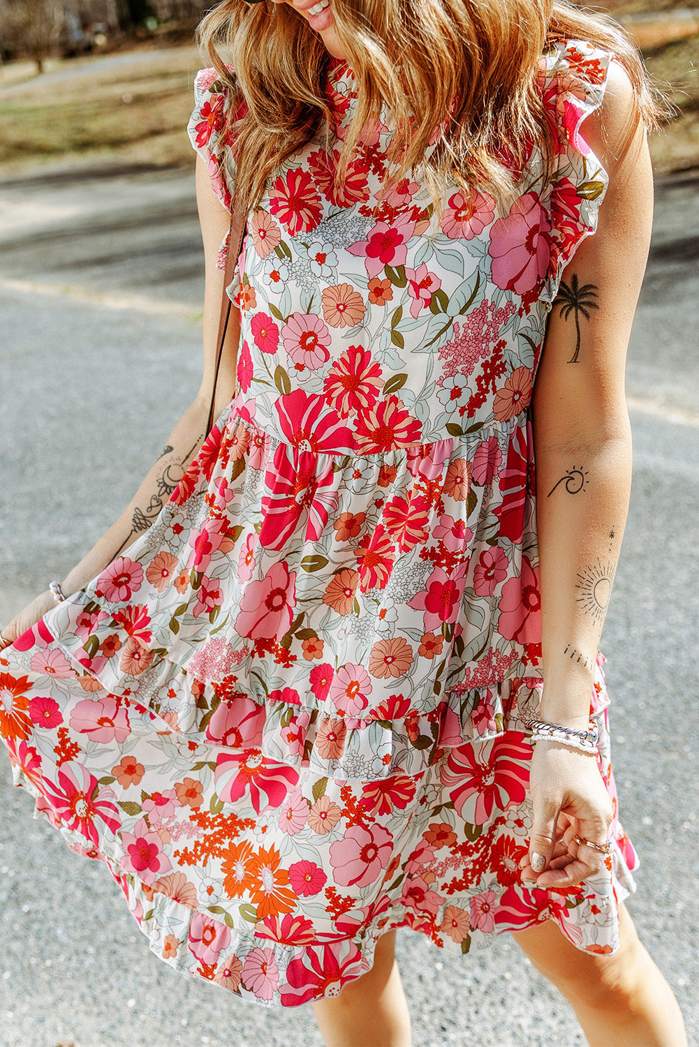 Oatmeal Boho Floral Smocked Waist Super Loose Pants