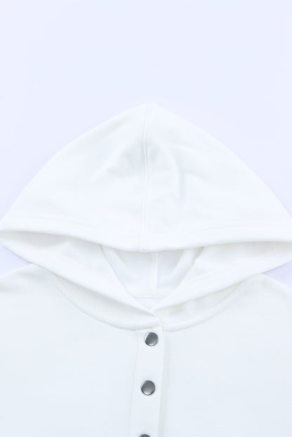 Turquoise Batwing Sleeve Pocketed Henley Hoodie