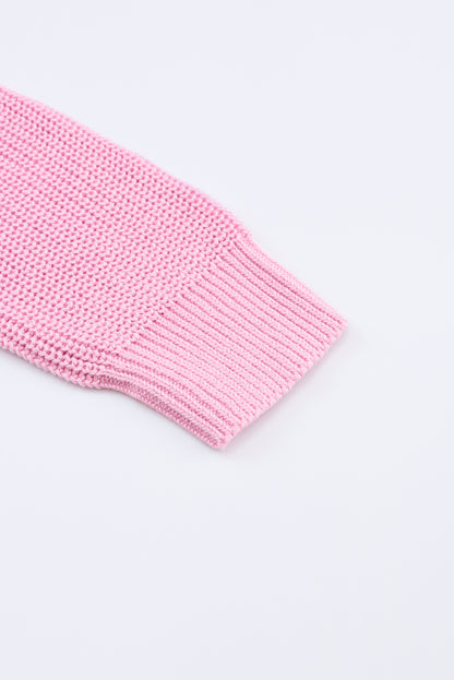 Black Ribbed Knit V Neck Sweater