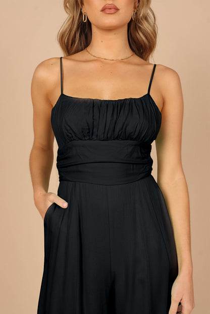 Orange Spaghetti Straps Backless Knot Wide-Leg Jumpsuit