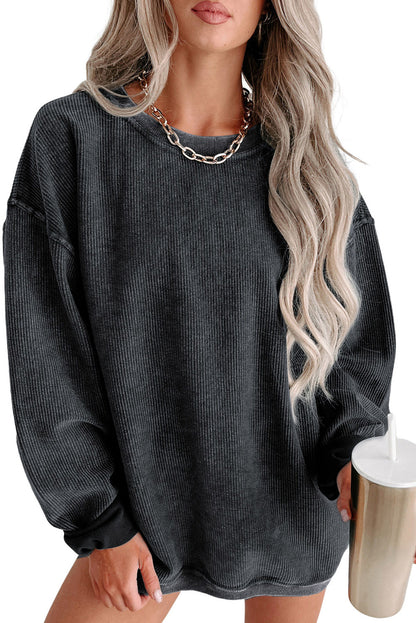 Black Christmas Neon Nutcrackers Mineral Wash Corded Sweatshirt