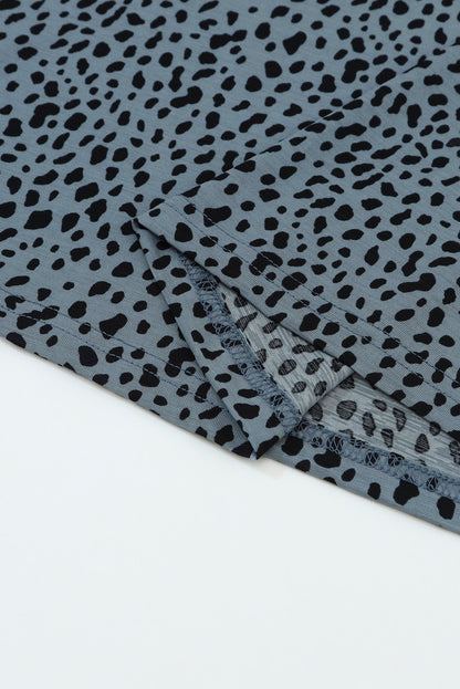 Animal Spotted Print Round Neck Long Sleeve Top