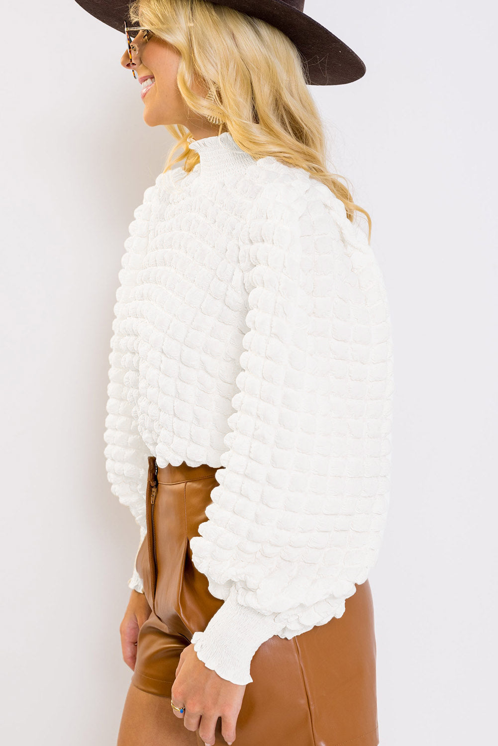Green Bubble Textured Waffle Hoodie