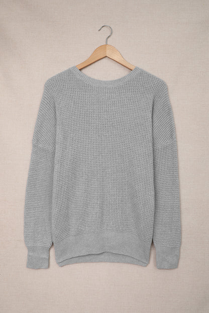 Fiery Red Cross Back Hollow-out Sweater