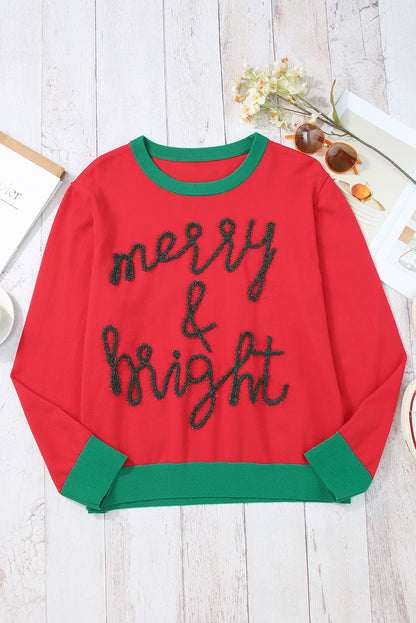 Black Holly Jolly Round Neck Casual Sweater