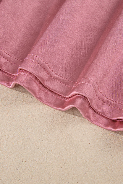 Apricot Glitter Chest Pocket Round Neck Long Sleeve Top