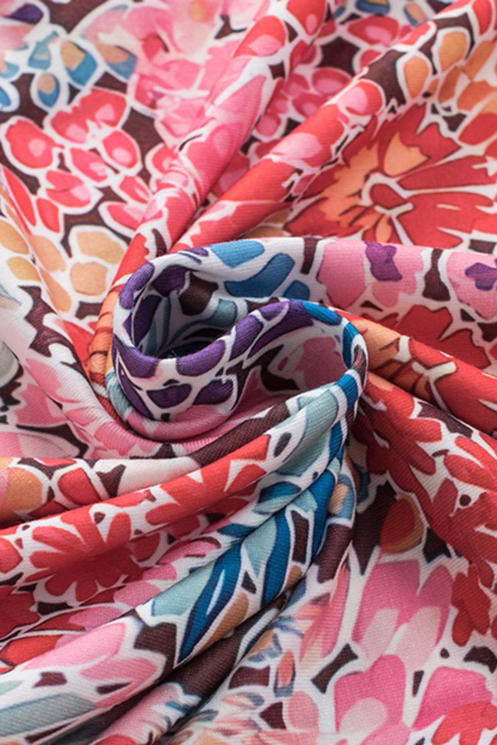Multicolor Gorgeous Floral Print Tie V Neck Ruffle Dress