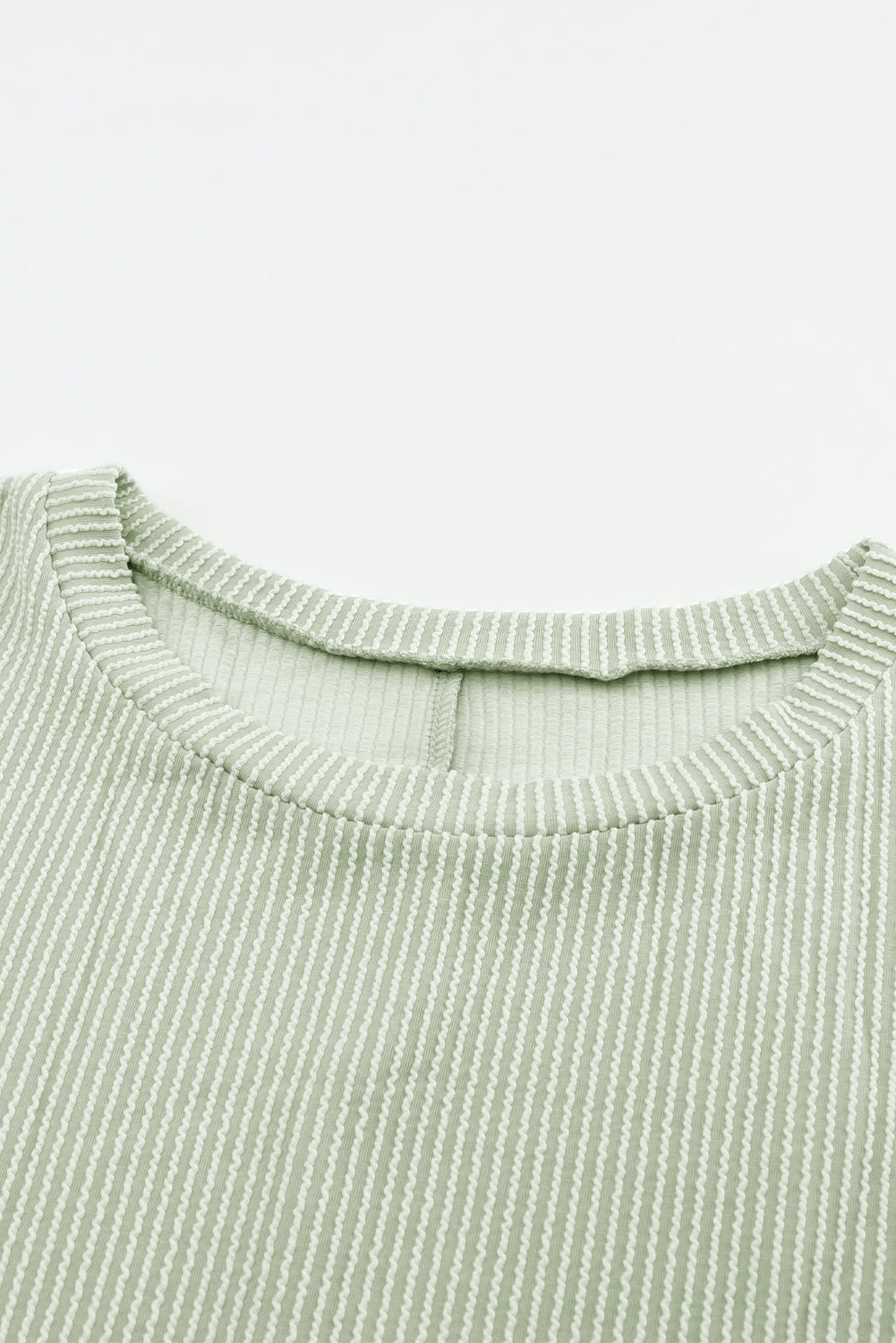 Gray Ribbed Roll-tab Sleeve Chest Pocket Oversize Top