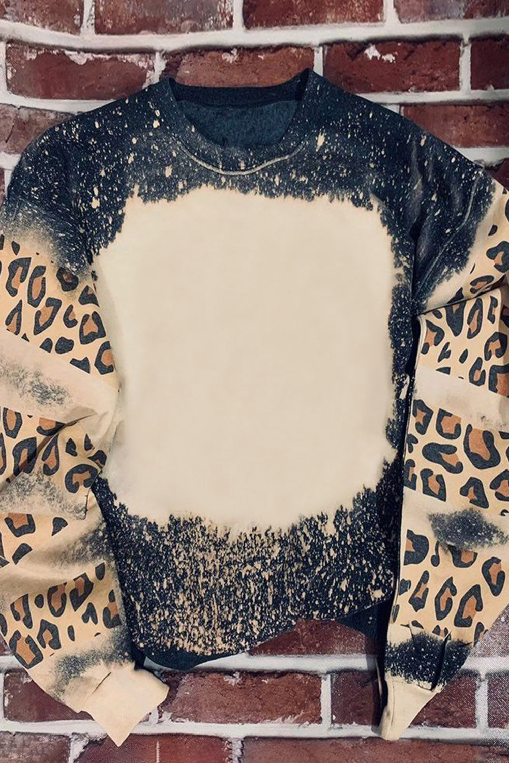 Black Believe Santa Claus Bleach Print Graphic Sweatshirt