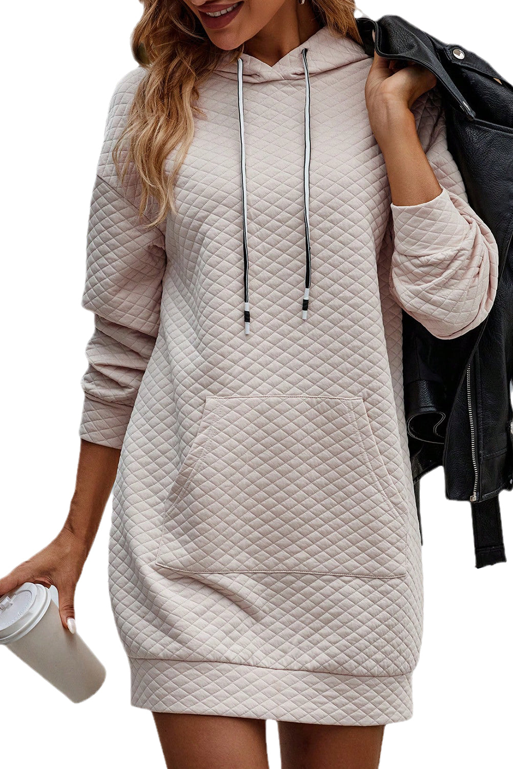 Black Solid Half Zipper Quilted Pullover Sweatshirt