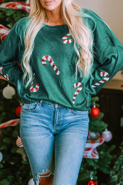 Fiery Red Sequined Christmas Tree Raglan Sleeve Sweatshirt