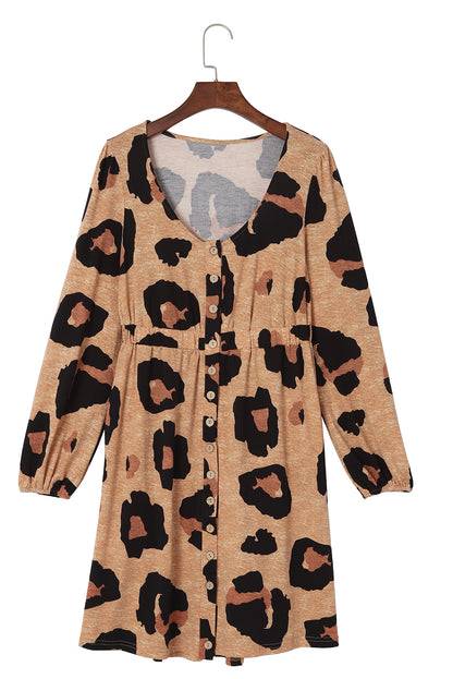 Leopard Print Long Sleeve Loose Top