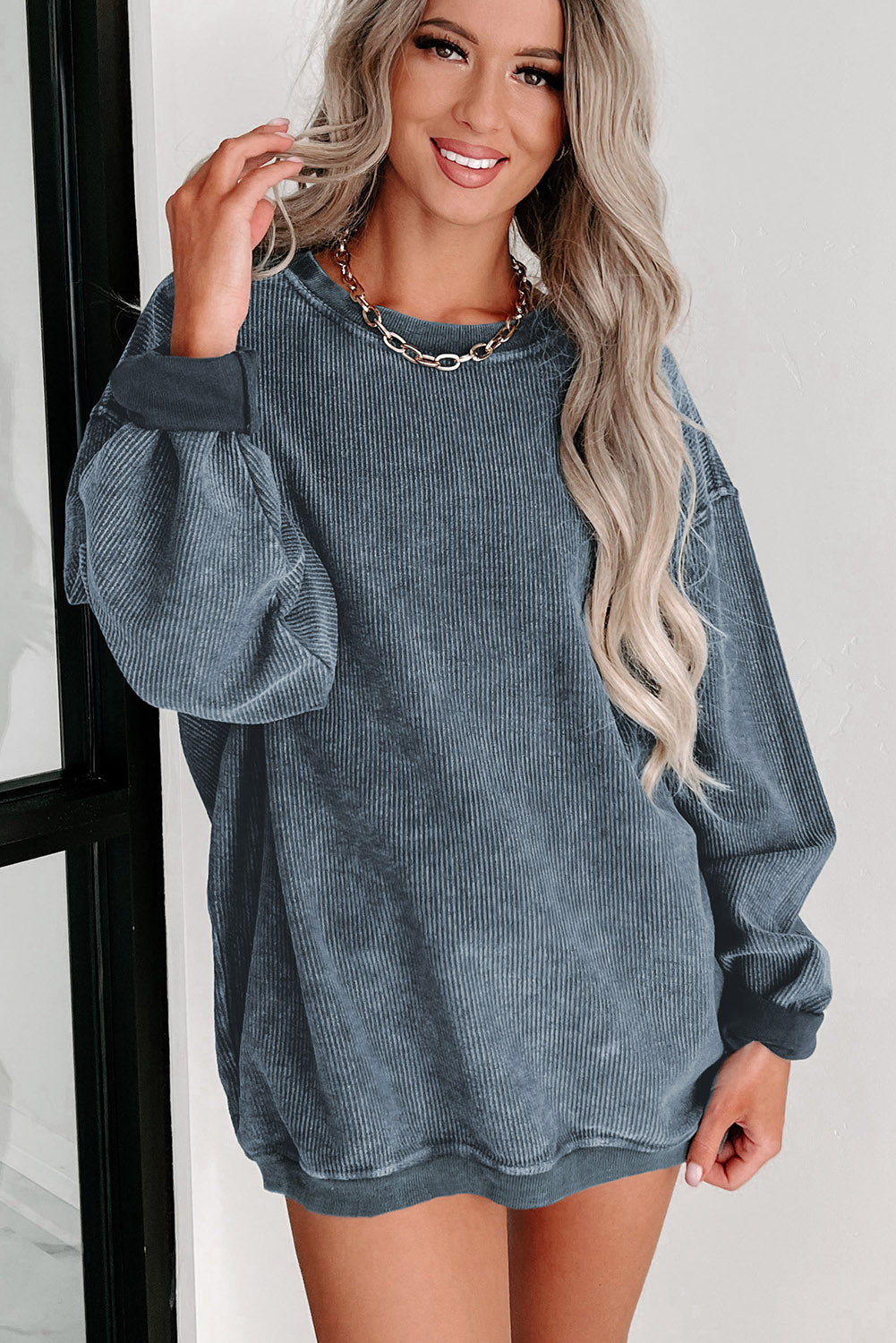 Black Christmas Neon Nutcrackers Mineral Wash Corded Sweatshirt