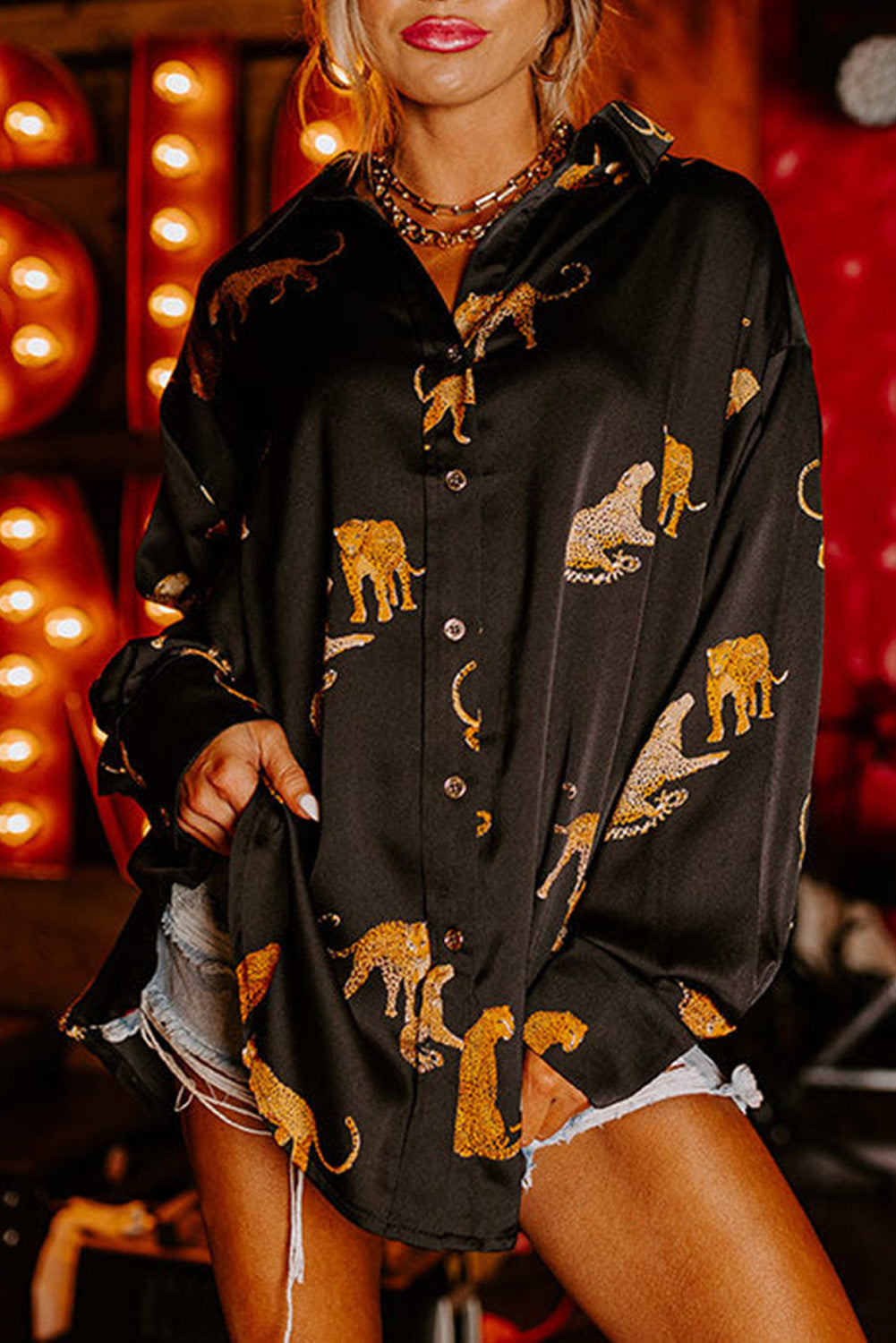 Lively Tiger Print Casual Sweatshirt