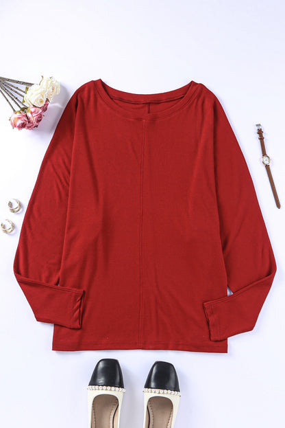 Red Sequined Christmas Favor Sleeve Casual Pullover
