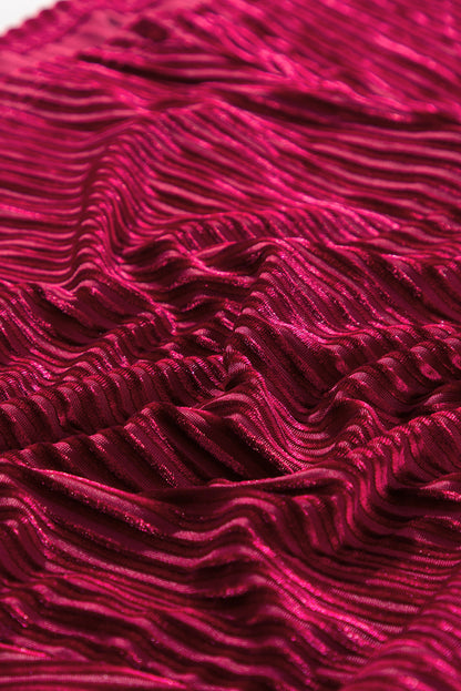 Pink Smocked Ribbed Velvet Babydoll Top